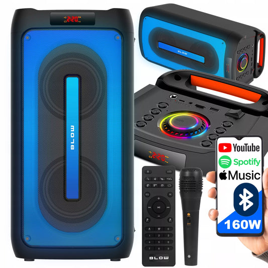 Nešiojamas Bluetooth USB Garsiakalbis BOOMBOX su RGB, Karaoke, Mikrofonu ir Nuotolinio Valdymo Pulteliu (Rinkinys)