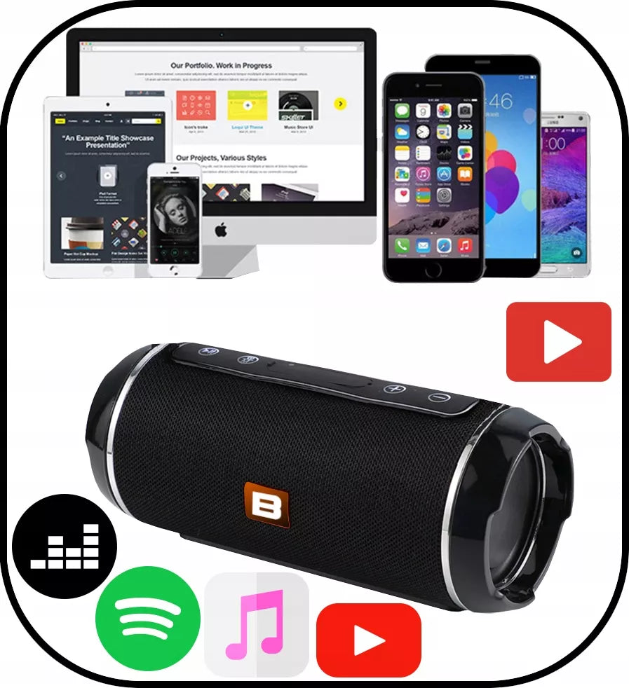 Nešiojamas Belaidis Bluetooth Garsiakalbis USB SD AUX FM Radijas Bokso Tipo Kolonėlė