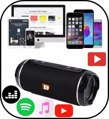 Nešiojamas Belaidis Bluetooth Garsiakalbis USB SD AUX FM Radijas Bokso Tipo Kolonėlė