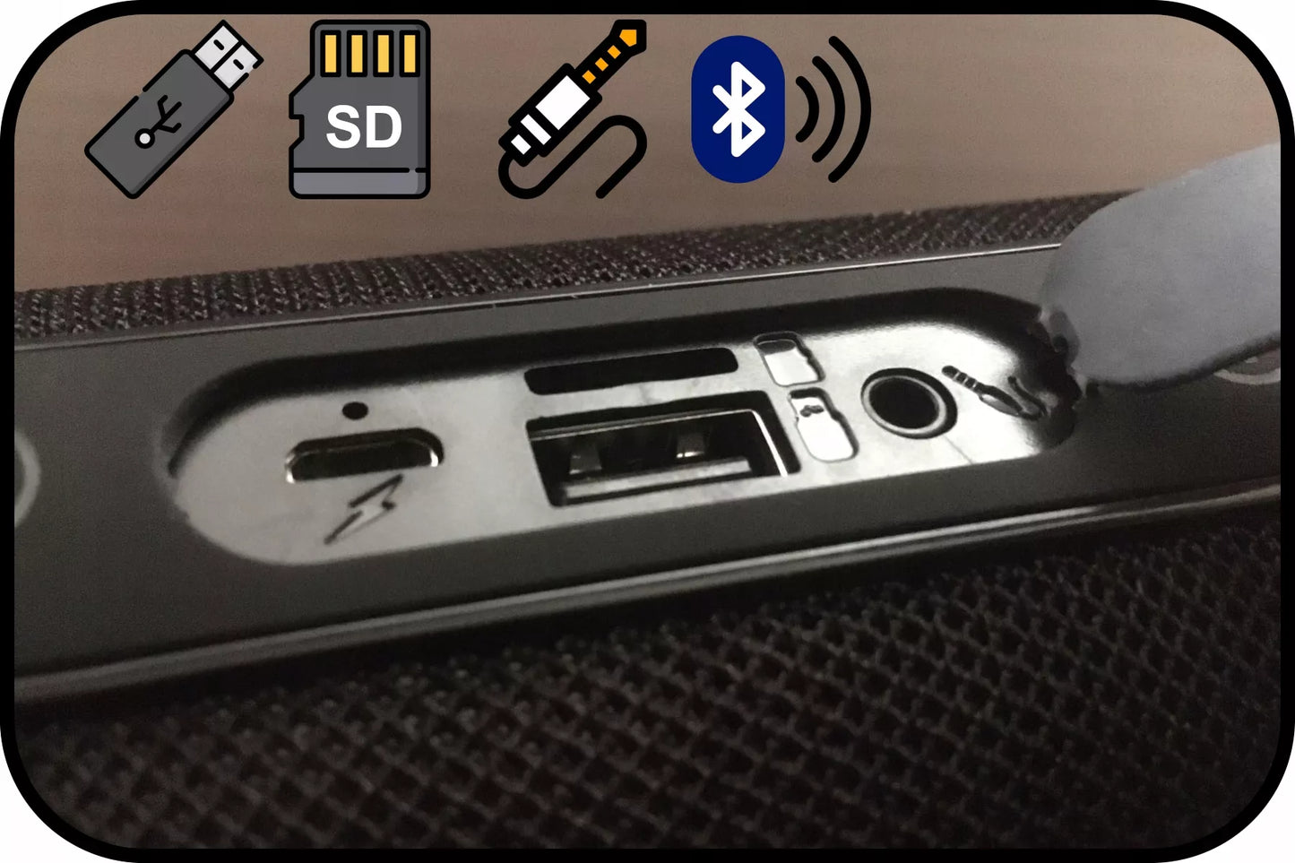 Nešiojamas Belaidis Bluetooth Garsiakalbis USB SD AUX FM Radijas Bokso Tipo Kolonėlė