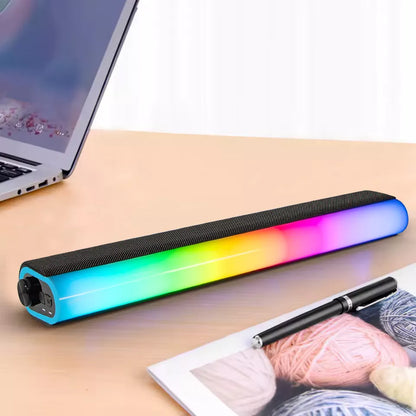 AUDIO BLUETOOTH LED RGB 2x 7W JUODAS KOMPIUTERINIS ŽAIDIMŲ GARSO GARSIAKALBIS