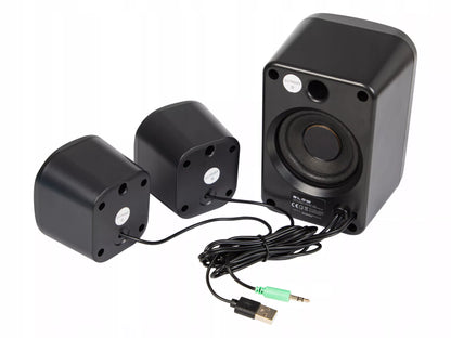 KOMPIUTERINĖS KOLONĖLĖS ŽAIDIMŲ 2.1 KOLONĖLIŲ RINKINYS RGB LED 2x 3W + ŽEMŲ DAŽNIŲ GALEKALNIS 5W