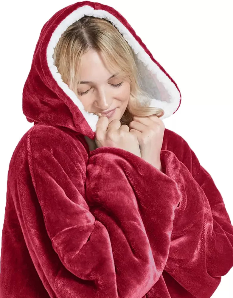Stora, šilta, oversize „kocbluza“ – antklodė su rankovėmis 2in1, chalatas, pliušinė