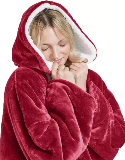Stora, šilta, oversize „kocbluza“ – antklodė su rankovėmis 2in1, chalatas, pliušinė