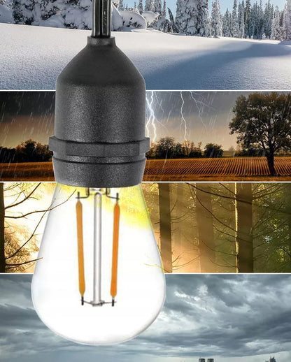 Sodo girlianda – šviesos grandinė 15 m, 15 × E27, komplektas su LED lemputėmis