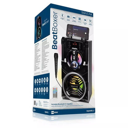 Nešiojamas „Bluetooth“ garsiakalbis „boombox“ Squeak BeatBoxer juodas 20 W