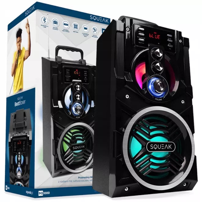 Nešiojamas „Bluetooth“ garsiakalbis „boombox“ Squeak BeatBoxer juodas 20 W