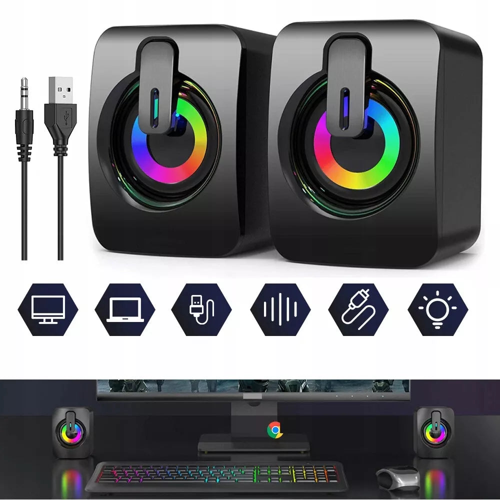 Kompiuterinės kolonėlės PC Sound Box RGB Stereofoninis Mikrofonas HIFI USB