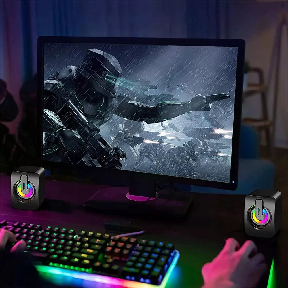 Kompiuterinės kolonėlės PC Sound Box RGB Stereofoninis Mikrofonas HIFI USB