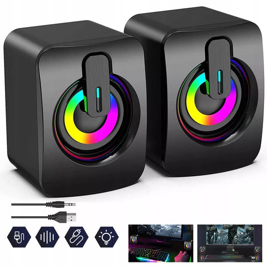 Kompiuterinės kolonėlės PC Sound Box RGB Stereofoninis Mikrofonas HIFI USB