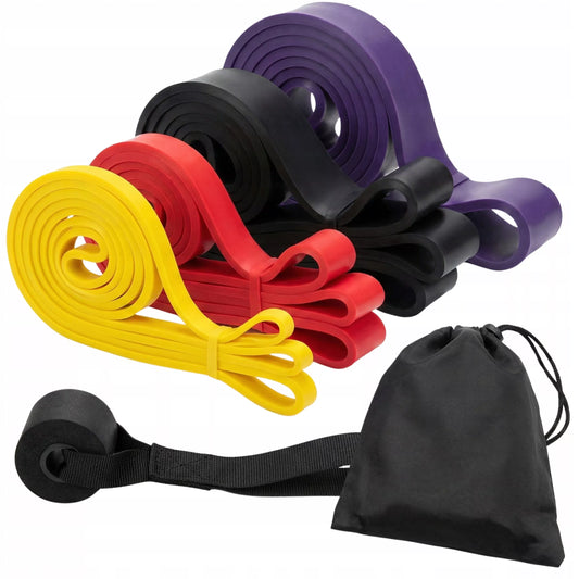 4 Power Bands tempimo gumos su rankenomis – treniruotėms, 2–39 kg