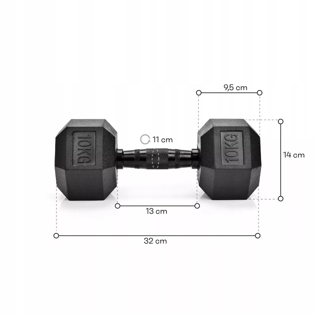 1x10 kg šešiakampis hantelis / svarmuo