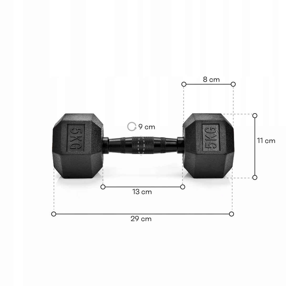 Heksagoninis hantelis - 5 kg