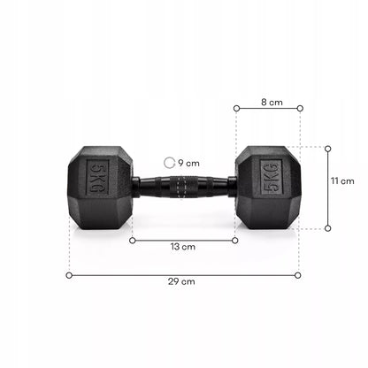 Heksagoninis hantelis - 5 kg