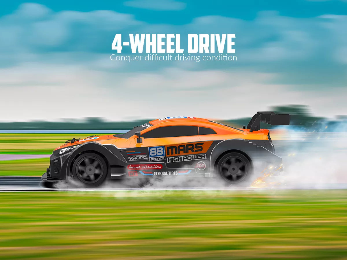 RC drifto automobilis su pulteliu, oranžinis