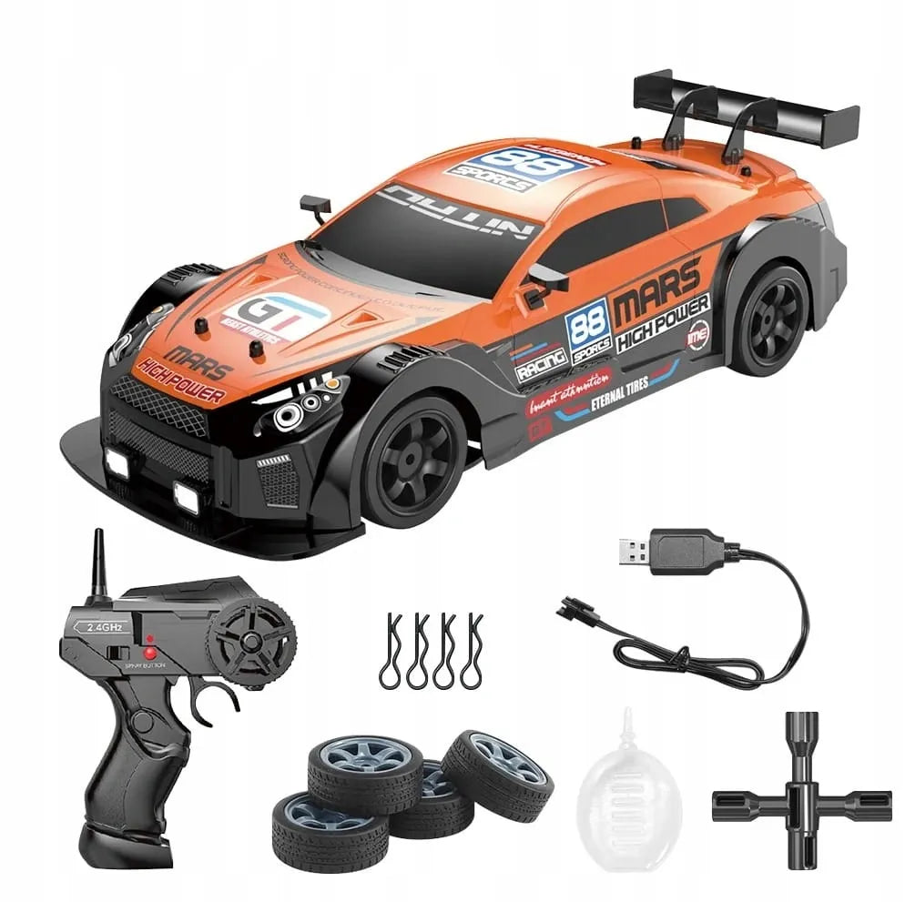 RC drifto automobilis su pulteliu, oranžinis