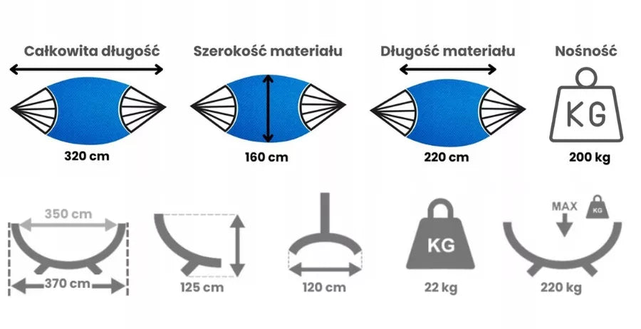 Sodo hamakas su plieniniu rėmu GRANDE, dvivietis sodo hamakas POTENZA