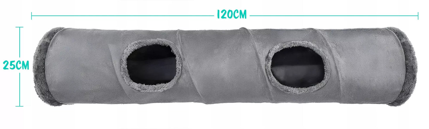 INTERAKTYVUS TUNELIS KACIUI 2in1, žaislas ir jaukus namelis 120cm + kamuoliukas