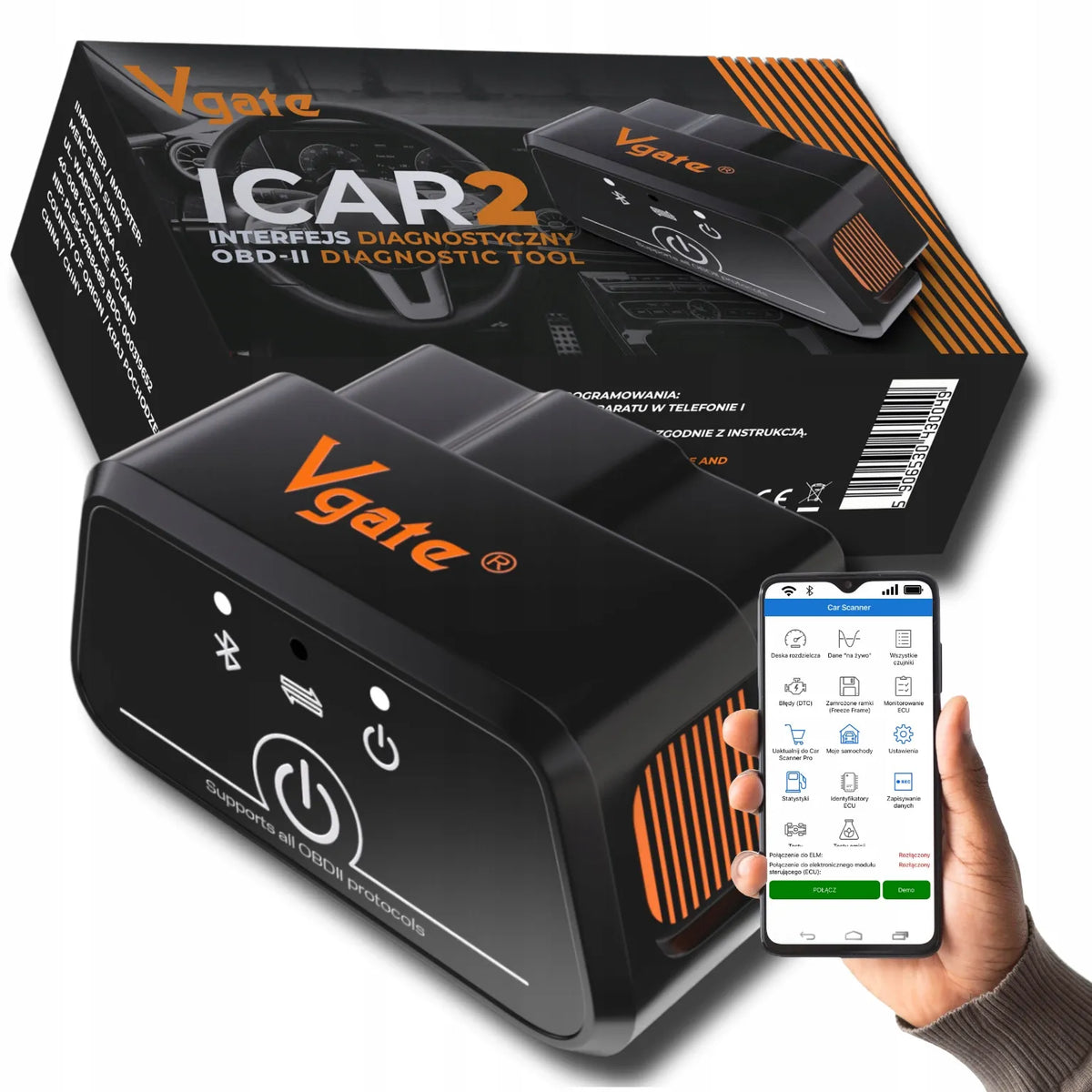Diagnostinis interfeisas Vgate iCar2 OBD2 ELM327 Bluetooth