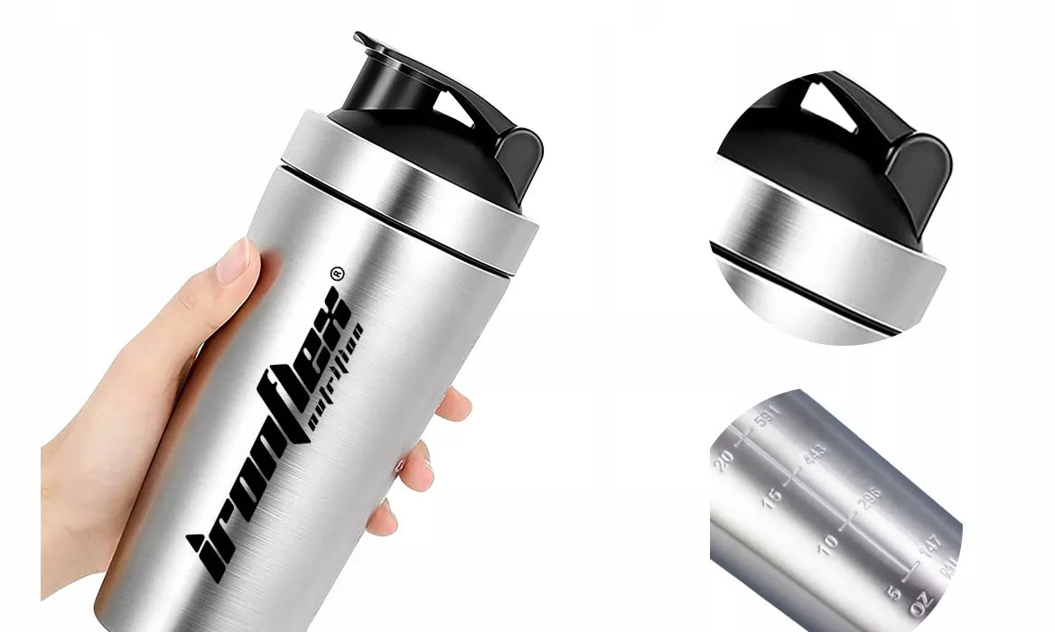 IRONFLEX plieninis šakeris, 750 ml – sandarus, skirtas maisto papildams ir sporto salėje naudojimui