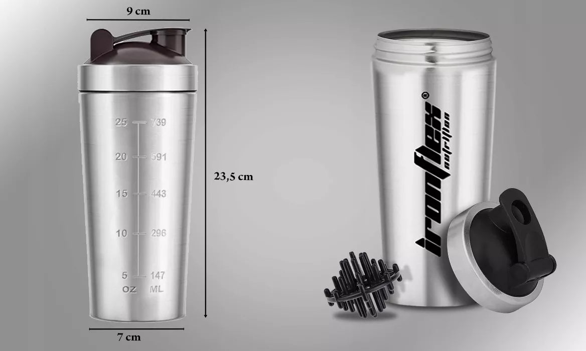 IRONFLEX plieninis šakeris, 750 ml – sandarus, skirtas maisto papildams ir sporto salėje naudojimui