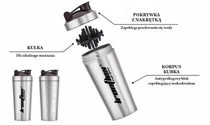 IRONFLEX plieninis šakeris, 750 ml – sandarus, skirtas maisto papildams ir sporto salėje naudojimui