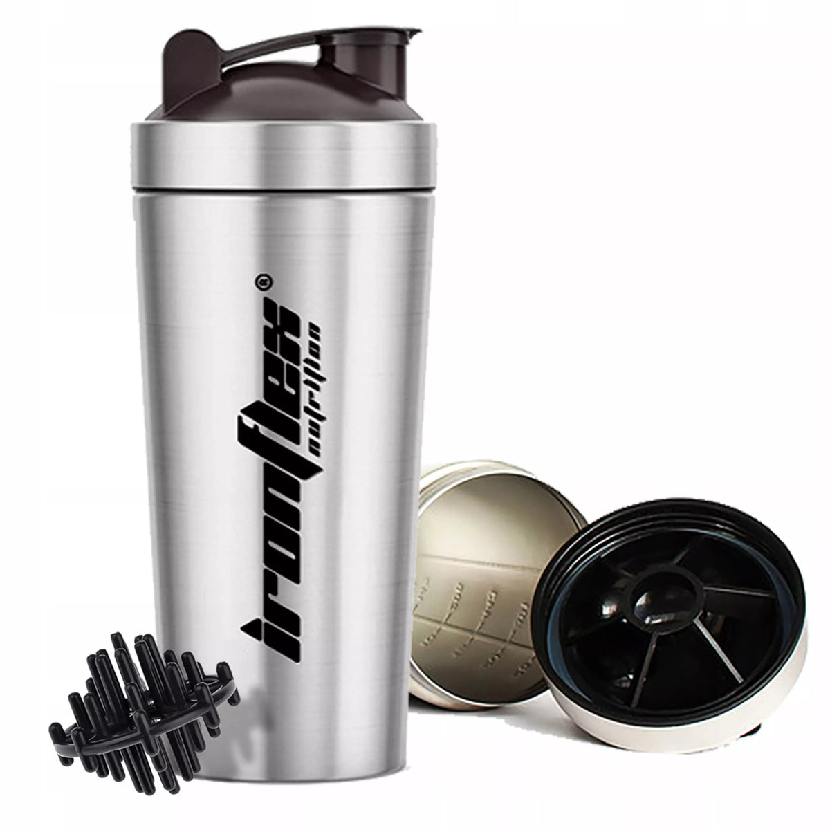 IRONFLEX plieninis šakeris, 750 ml – sandarus, skirtas maisto papildams ir sporto salėje naudojimui