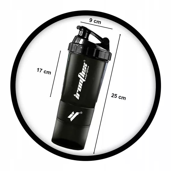 IRONFLEX 500ml Sandarus šeikeris sporto salei su talpa baltymui