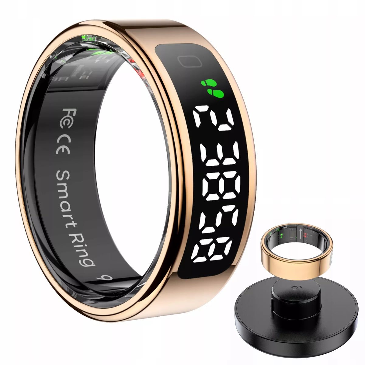 Išmanusis žiedas „Smart Ring“ su LED ekranu, rožinis auksas (R12 / 28)