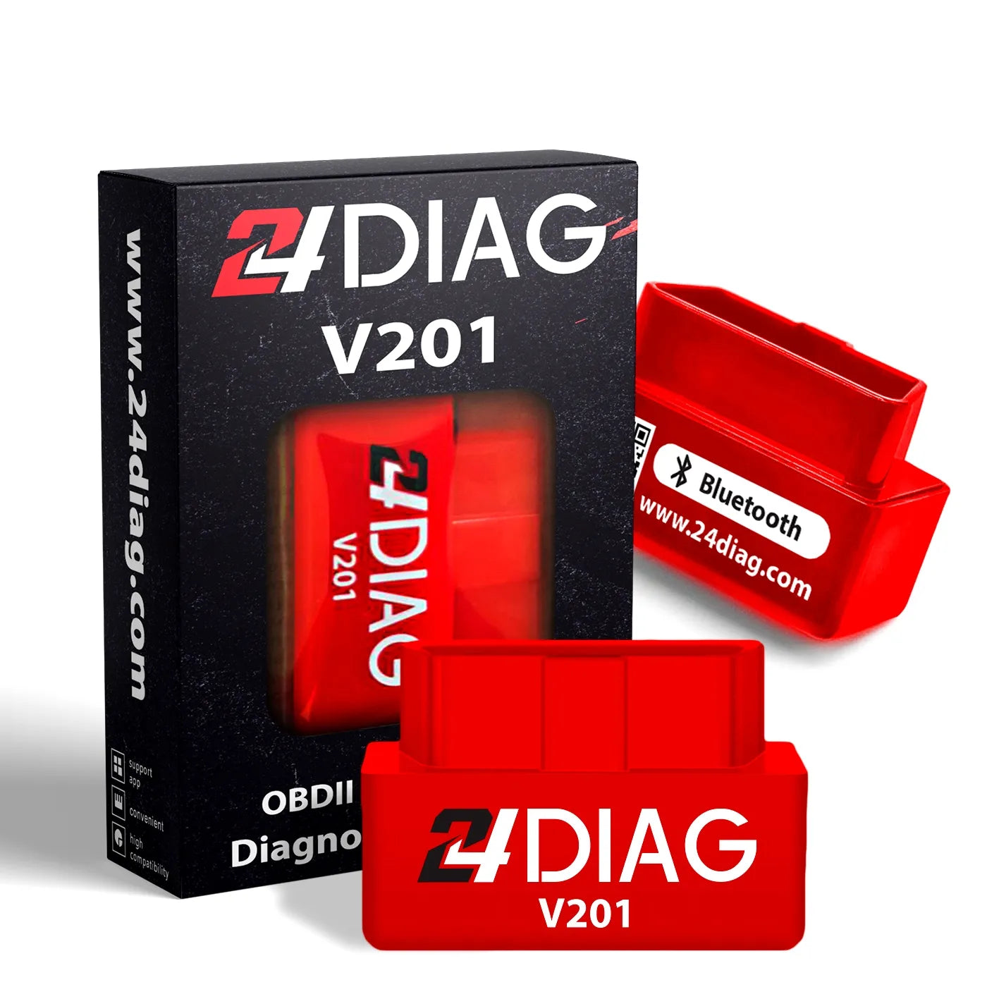 Diagnostikos sąsaja 24Diag V201 Bluetooth OBD-II Android Windows