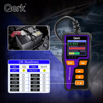 Automobilio diagnostinė sąsaja OBD2 PL meniu spalvotas ekranas QERK T51