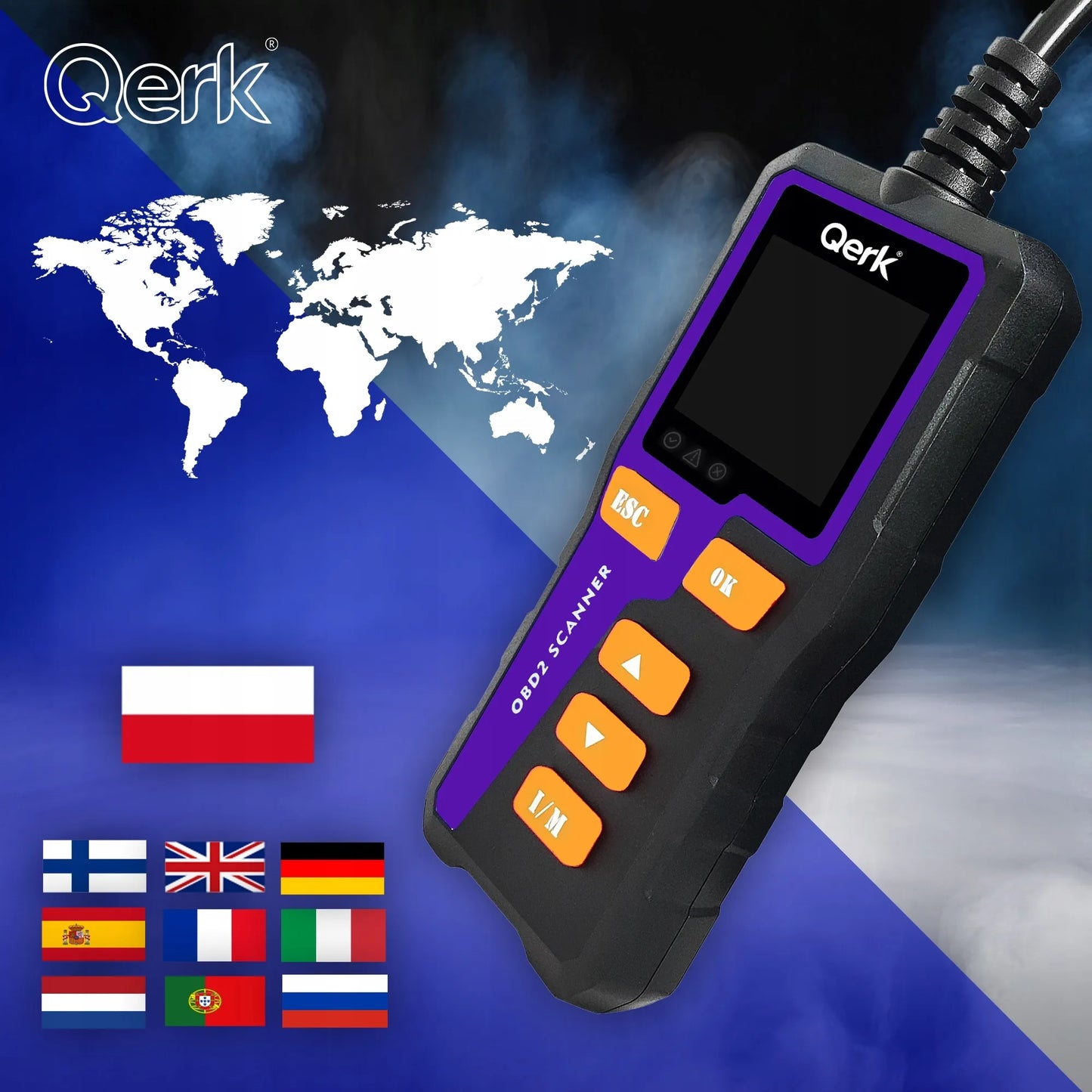 Automobilio diagnostinė sąsaja OBD2 PL meniu spalvotas ekranas QERK T51