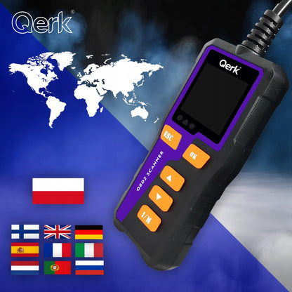 Automobilio diagnostinė sąsaja OBD2 PL meniu spalvotas ekranas QERK T51