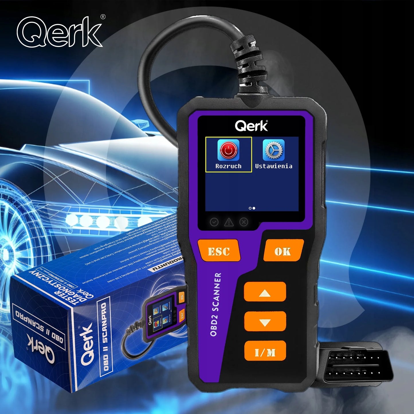 Automobilio diagnostinė sąsaja OBD2 PL meniu spalvotas ekranas QERK T51
