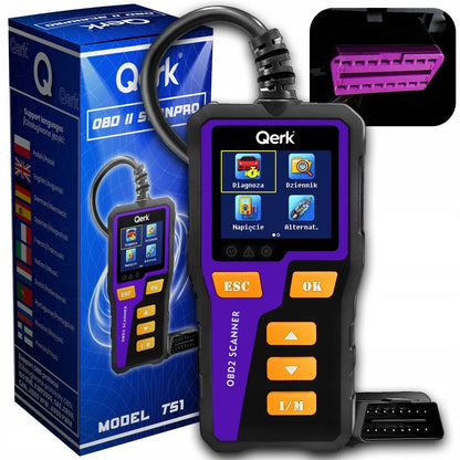 Automobilio diagnostinė sąsaja OBD2 PL meniu spalvotas ekranas QERK T51