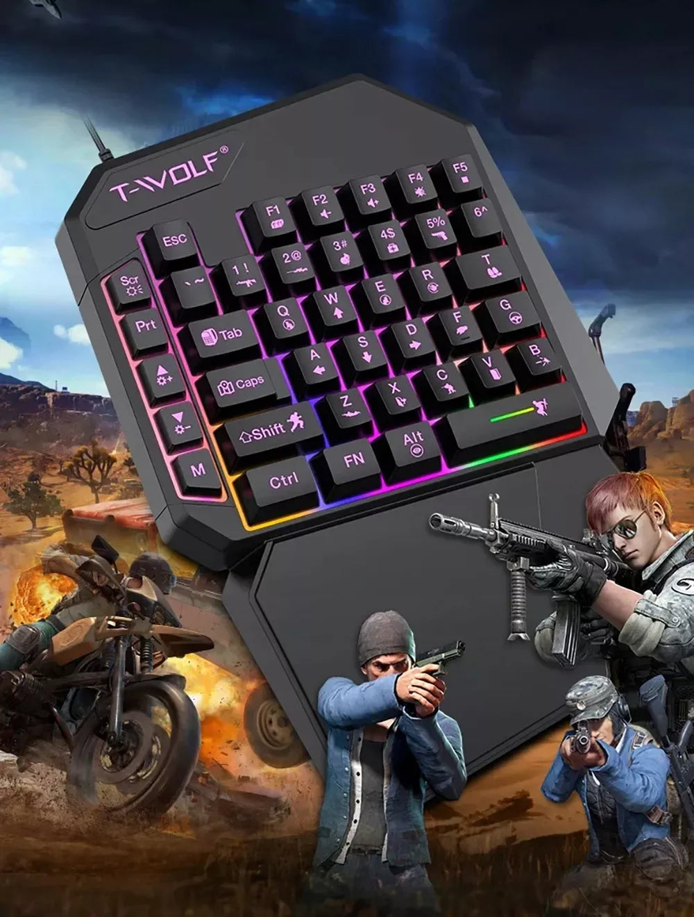 VIENOS RANKOS ŽAIDIMŲ KLAVIATŪRA RGB LED KEYPAD WSAD USB