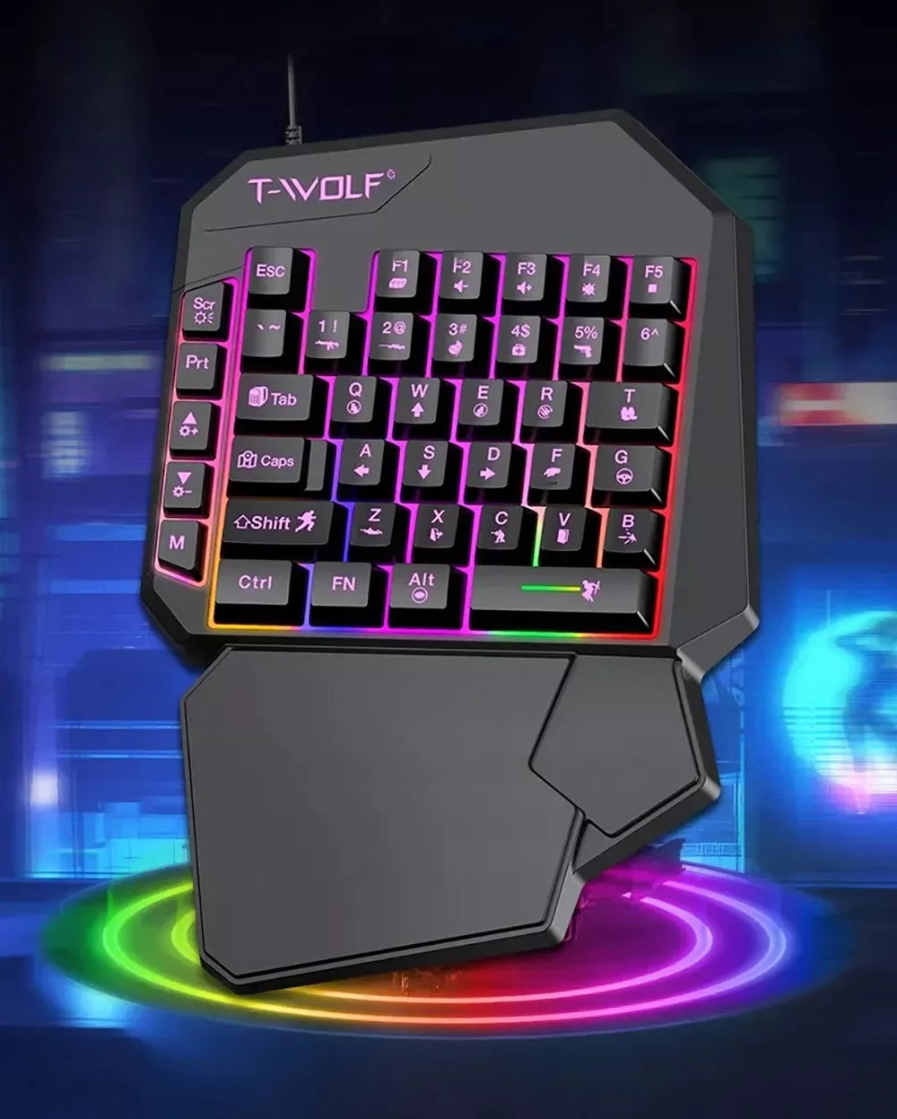 VIENOS RANKOS ŽAIDIMŲ KLAVIATŪRA RGB LED KEYPAD WSAD USB