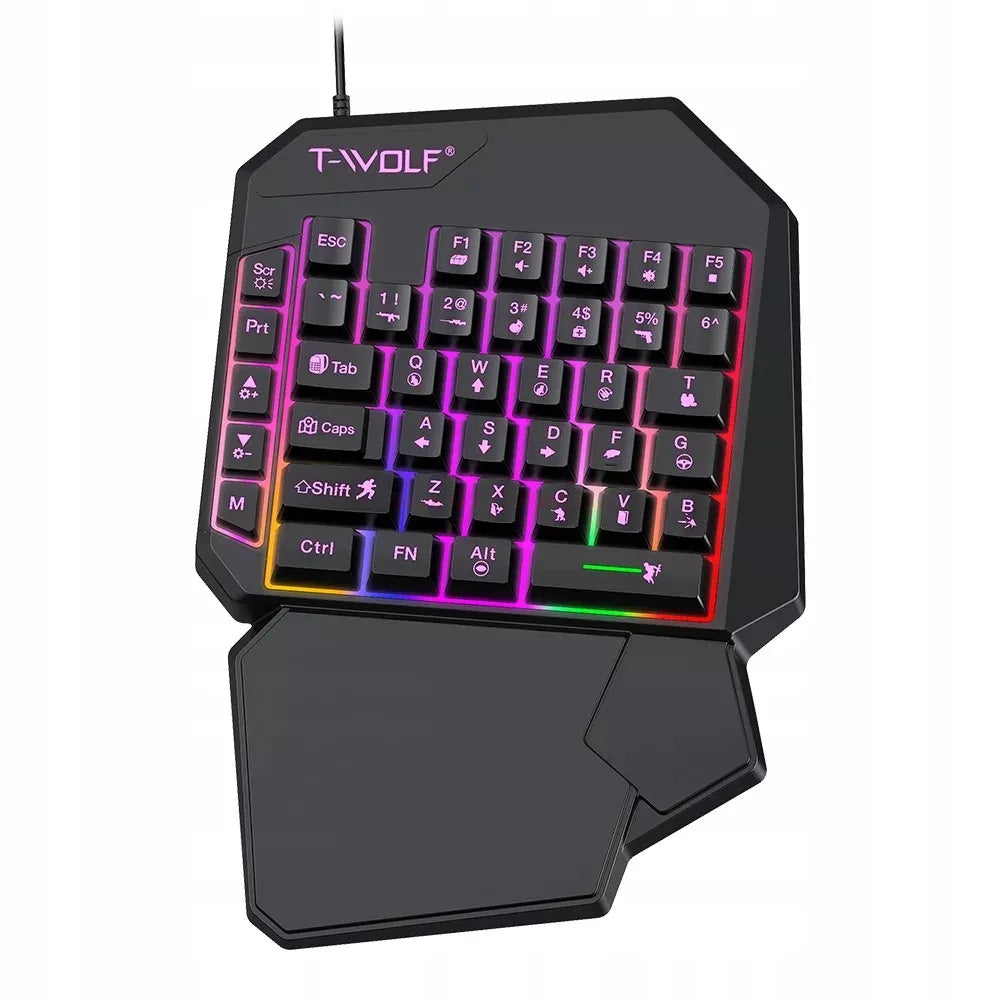 VIENOS RANKOS ŽAIDIMŲ KLAVIATŪRA RGB LED KEYPAD WSAD USB