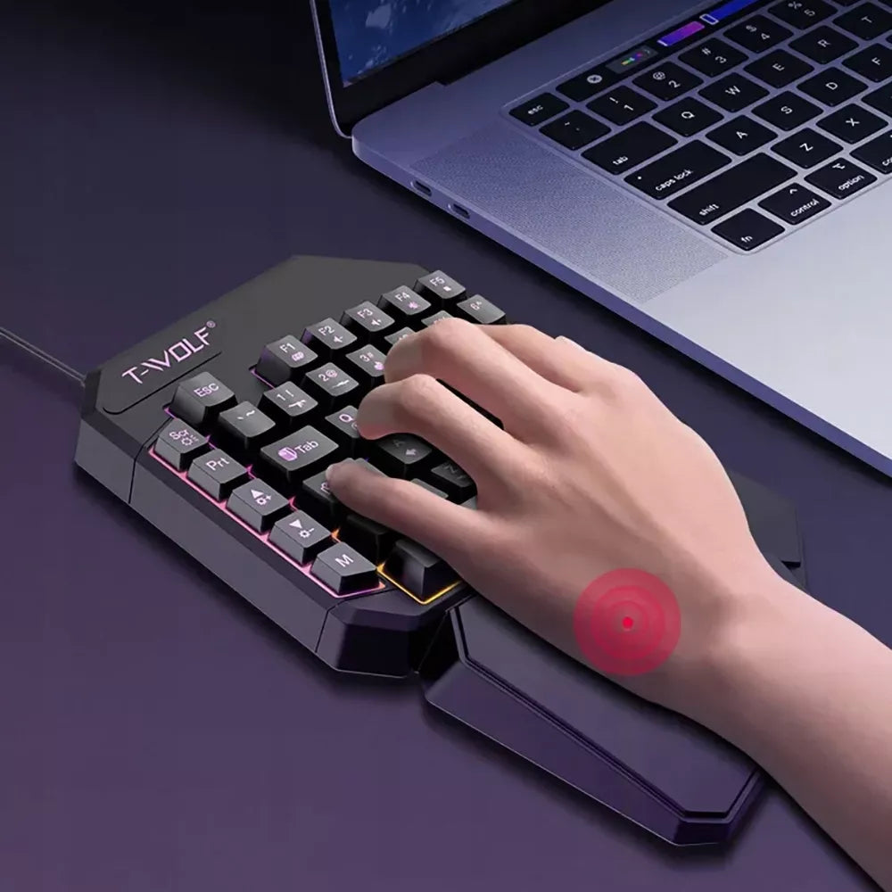 VIENOS RANKOS ŽAIDIMŲ KLAVIATŪRA RGB LED KEYPAD WSAD USB