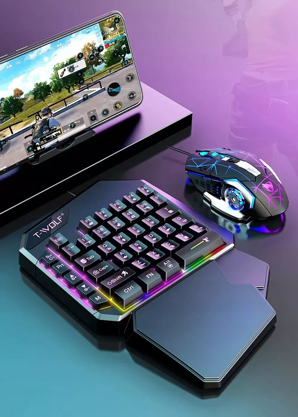 VIENOS RANKOS ŽAIDIMŲ KLAVIATŪRA RGB LED KEYPAD WSAD USB