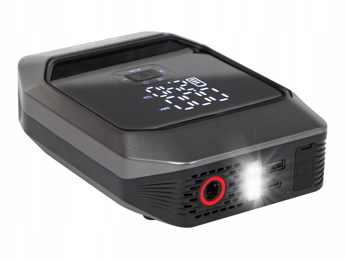Galingas Jump Starter 9000 mAh – kompresorius, siurblys, tintuvas, stiprintuvas ir Powerbank
