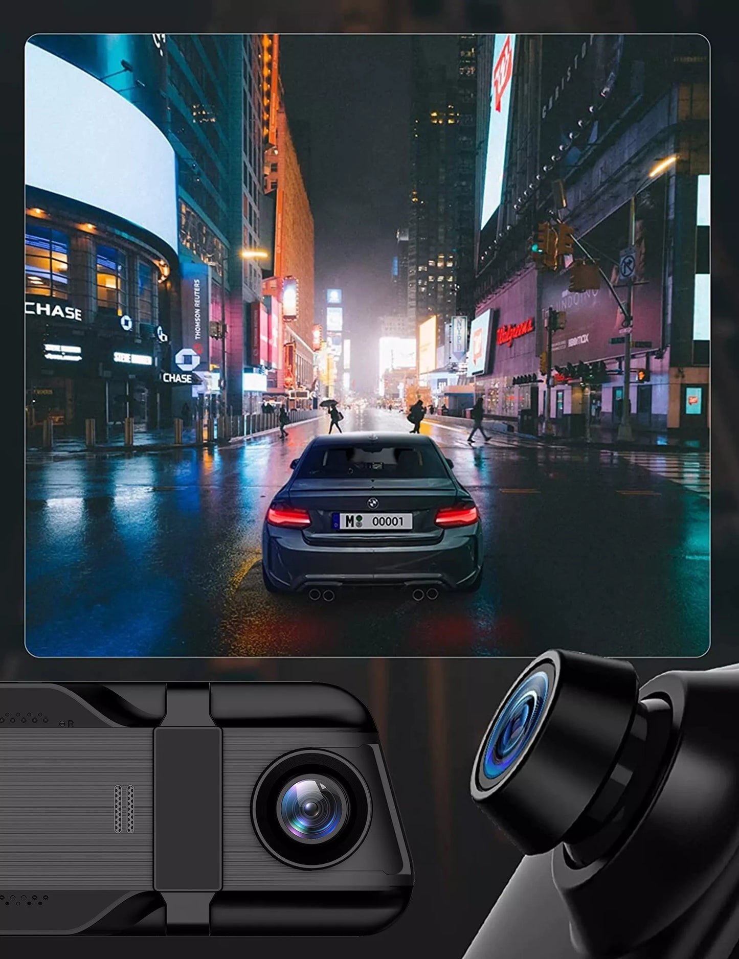 AUTOMOBILIO KAMERA FULL HD VAIRODAUJu REGISTRATORIS VEIDRODĖLIS 10" GALINĖ IR PRIEKINĖ