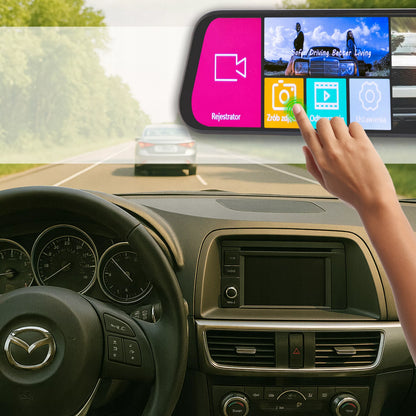 AUTOMOBILIO KAMERA FULL HD VAIRODAUJu REGISTRATORIS VEIDRODĖLIS 10" GALINĖ IR PRIEKINĖ
