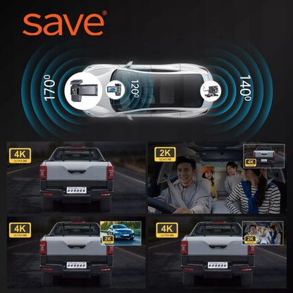 Automobilinė vaizdo kamera 3 kamerų vaizdo registratorius važiavimui 4K PL