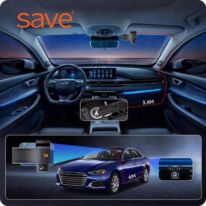 Automobilinė vaizdo kamera 3 kamerų vaizdo registratorius važiavimui 4K PL