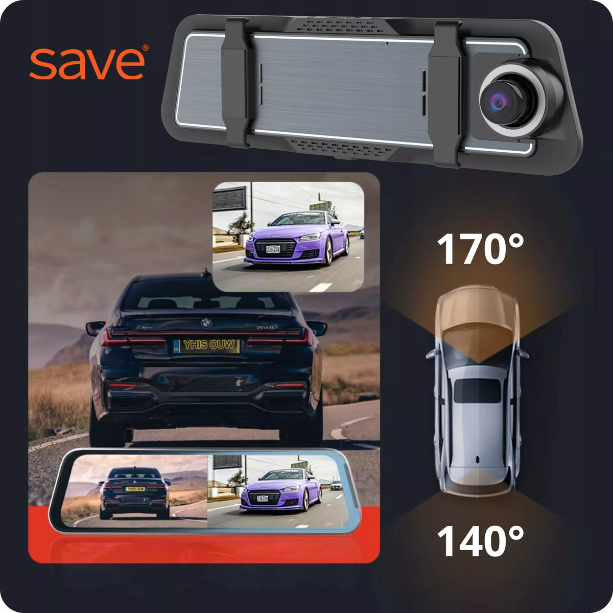 Automobilio kamera vaizdo įrašymo įrenginys 4K 2K SONY veidrodinis vairavimo įrašymo įrenginys