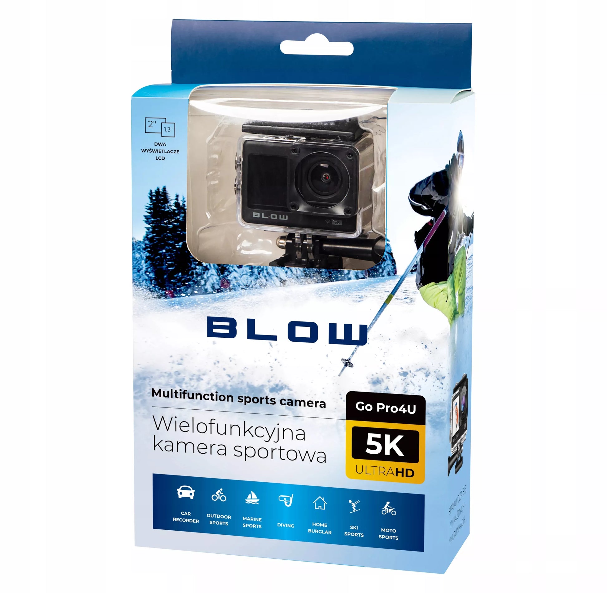 Sporto veiksmo kamera Go Pro4U – 4K, WiFi, USB, UHD, mikrofonas, nuotolinis pultas, laikikliai ir priedai