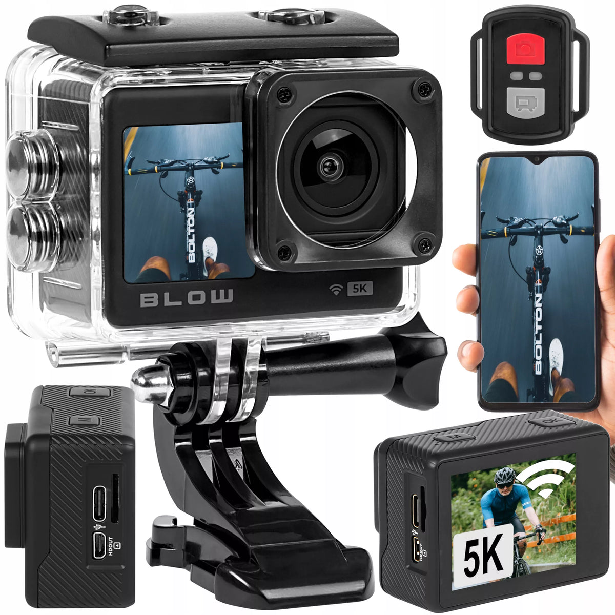 Sporto veiksmo kamera Go Pro4U – 4K, WiFi, USB, UHD, mikrofonas, nuotolinis pultas, laikikliai ir priedai