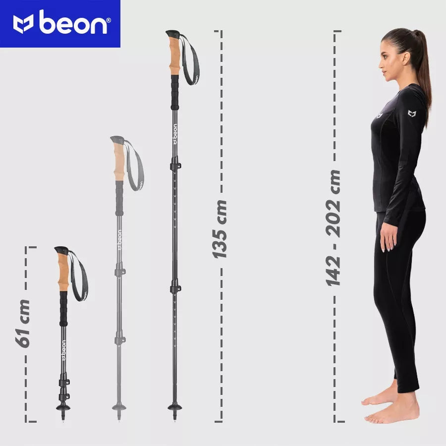 TREKKINGO LAZDELĖS NORDIC WALKING LAZDELĖS ANGliespluoštas ANGliespluošto pluoštas BEON CARBON
