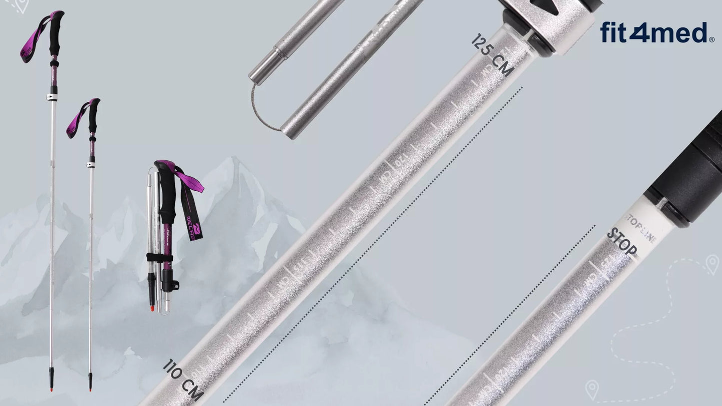 TREKKINGINĖS LAZDOS NORDIC WALKING SULANKSTOMOS LENGVOS LAZDOS KALNŲ ŽYGIAMS